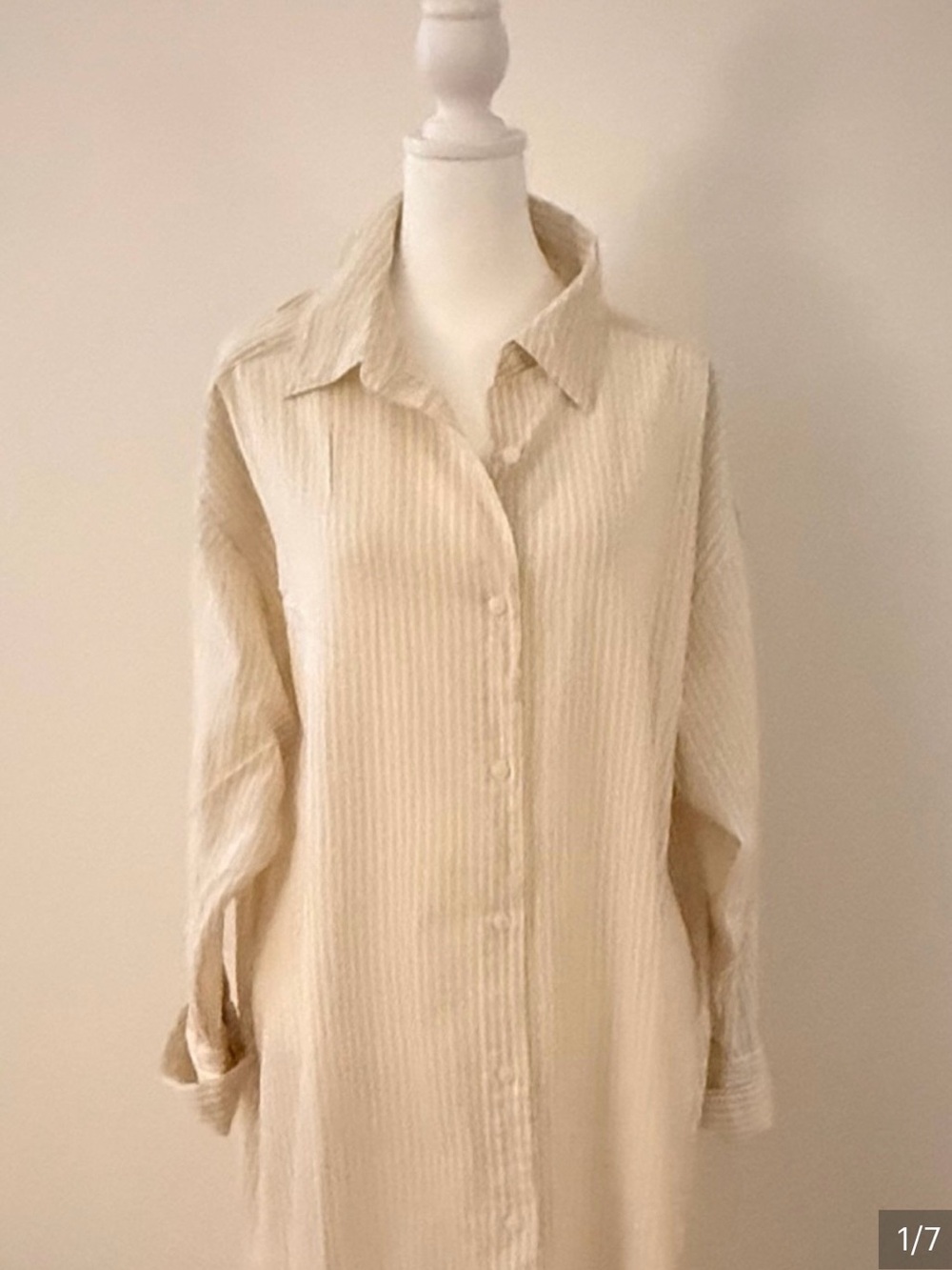 Cotton Beautiful Beige and White Dress